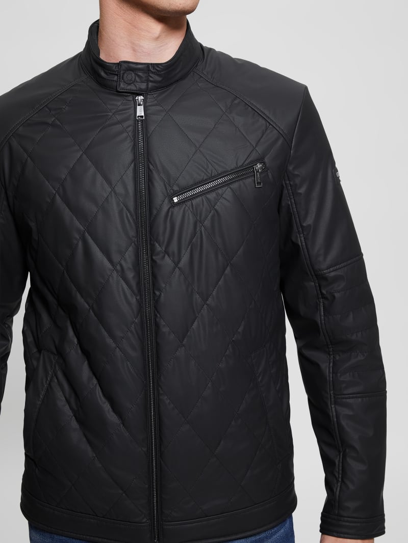 Guess Quilted Biker Jacket - Black