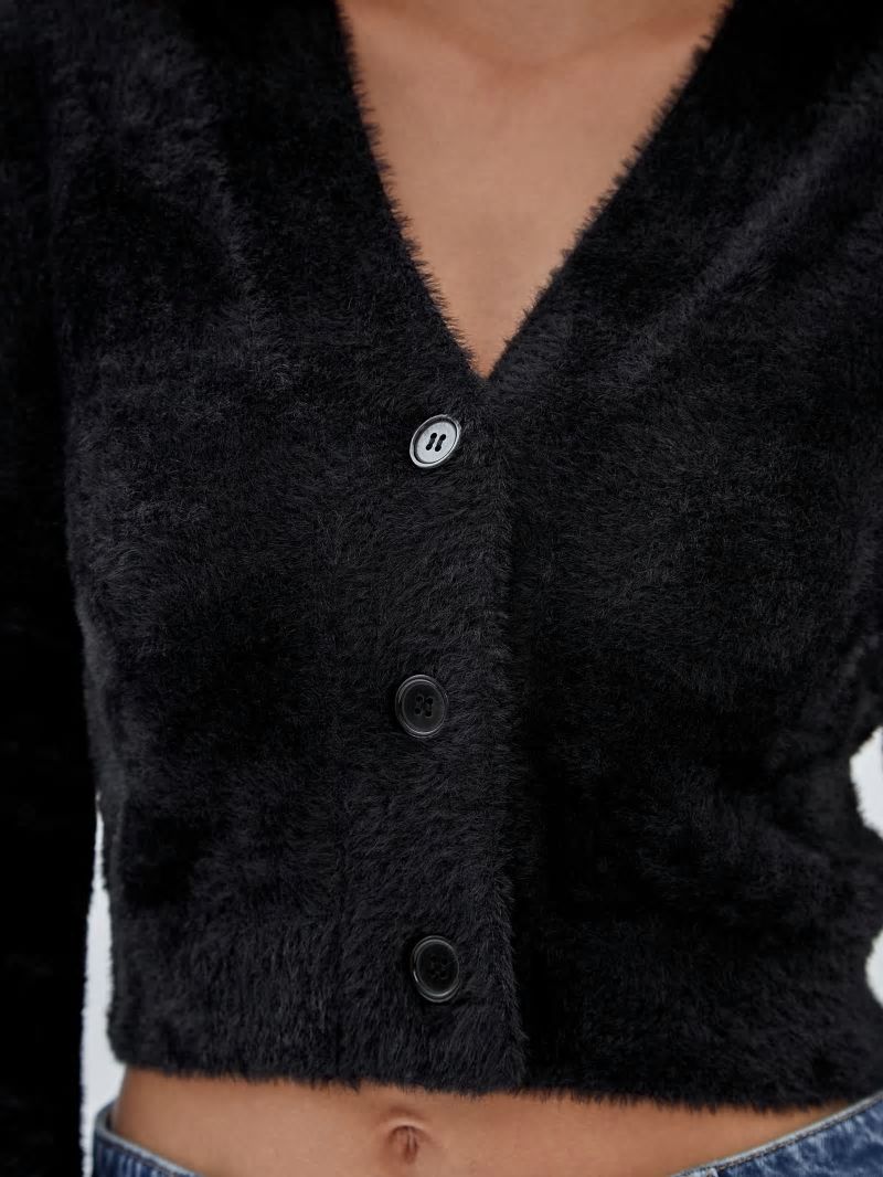 Guess GUESS Originals Fuzzy Cropped Cardigan - Black