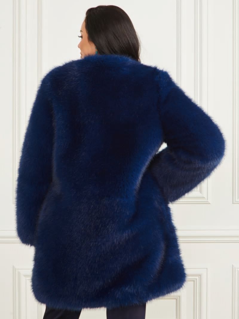 Guess Amelie Faux-Fur Coat - Still Night Multi