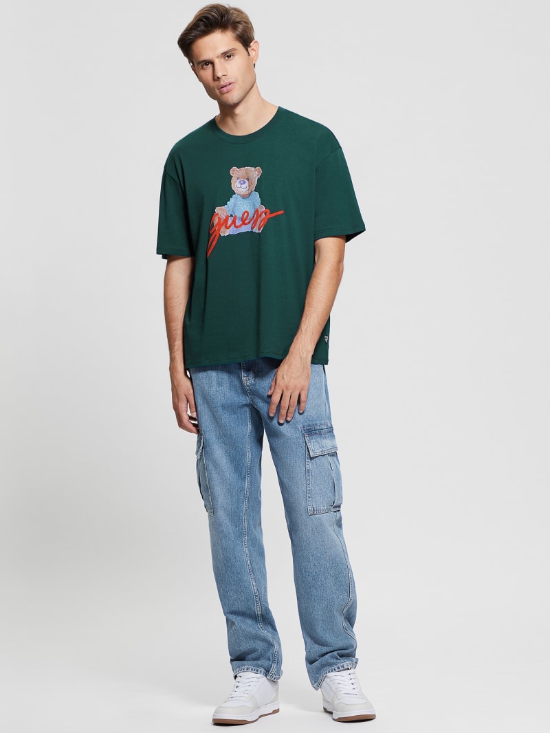 Guess Logo Bear Tee - Dark Jade Multi