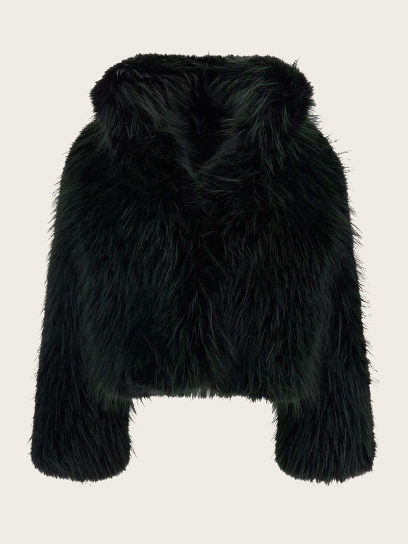 Guess Lula Faux-Fur Coat - Dark Tormalite Multi