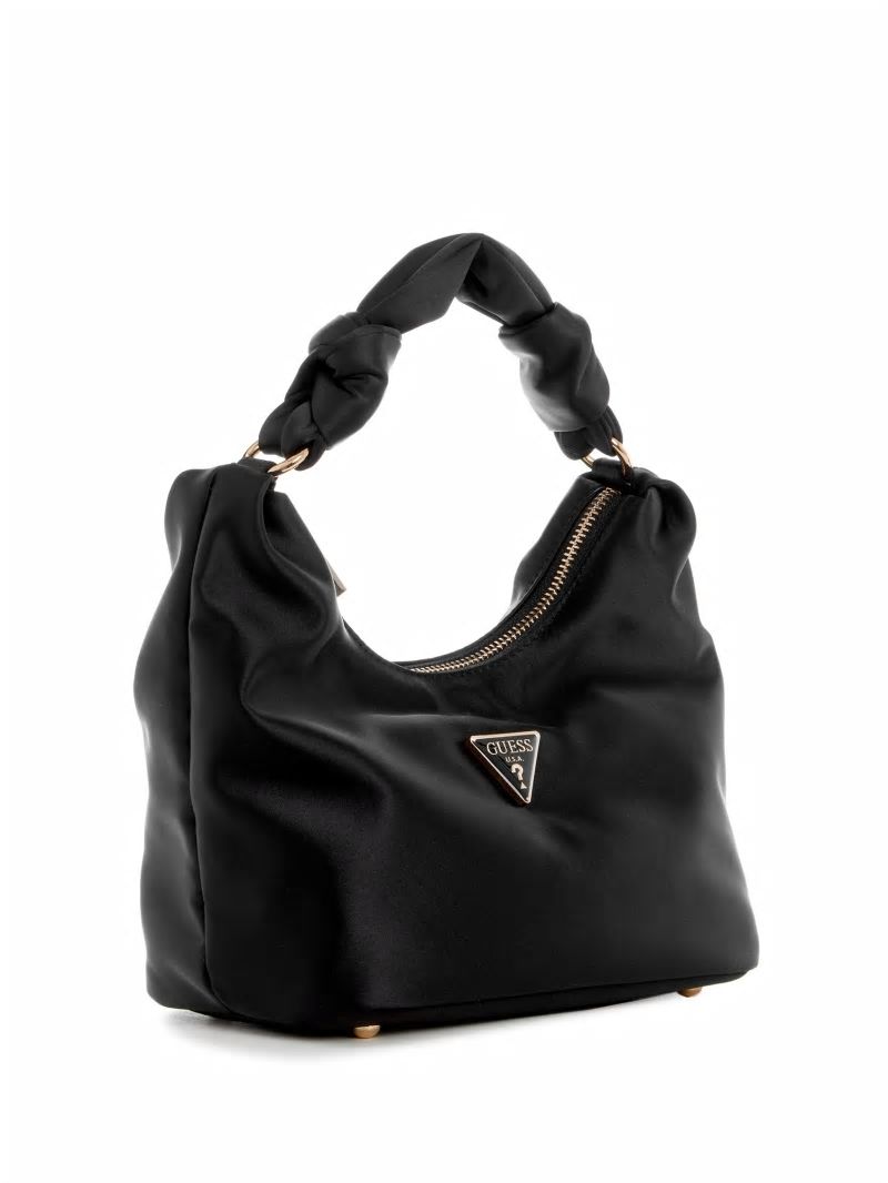 Guess Velina Satin Hobo Bag - Black Floral Print