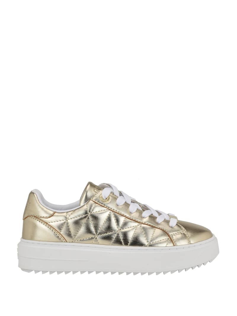 Guess Desena Quilted Metallic Low-Top Sneakers - Gold