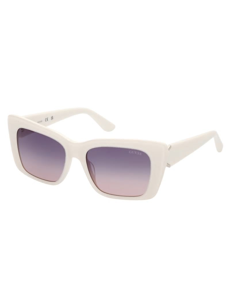 Guess Square Logo Print Plastic Sunglasses - 21b-wht