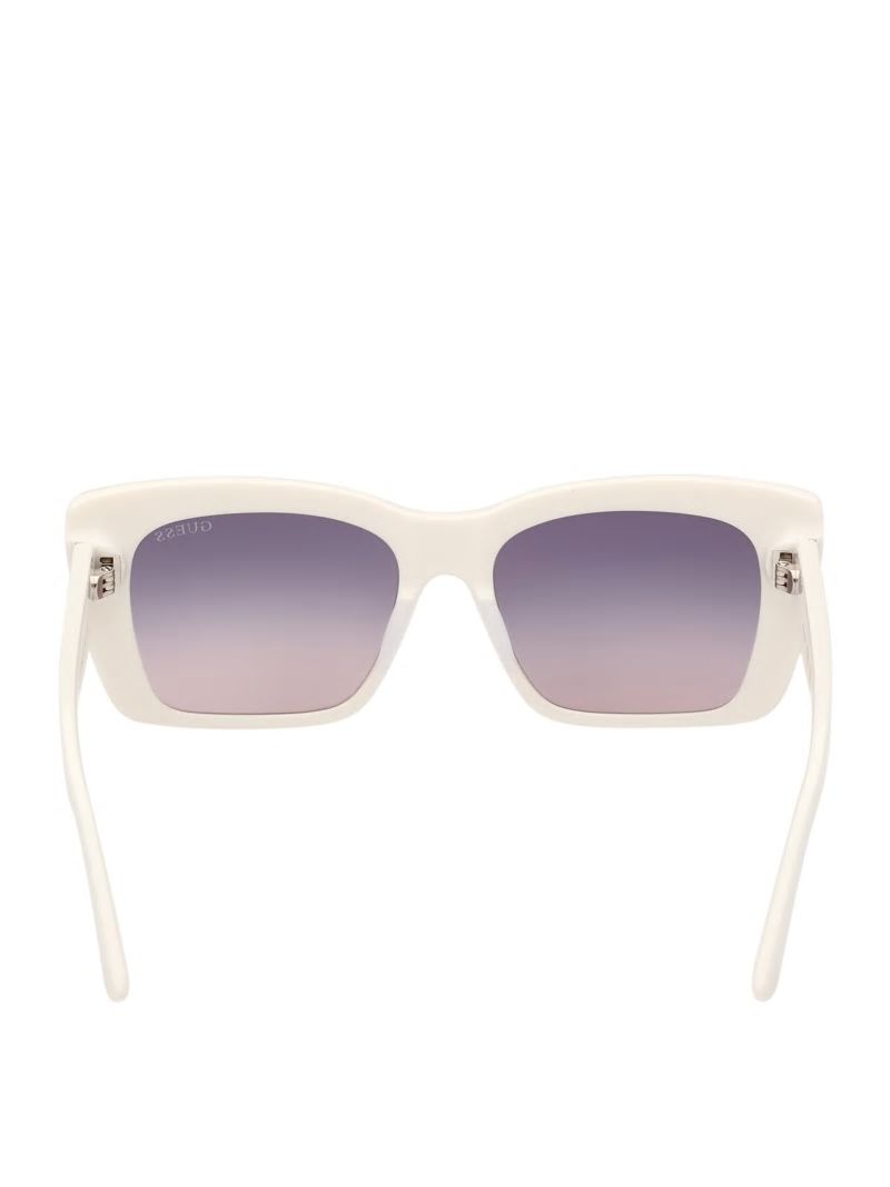 Guess Square Logo Print Plastic Sunglasses - 21b-wht