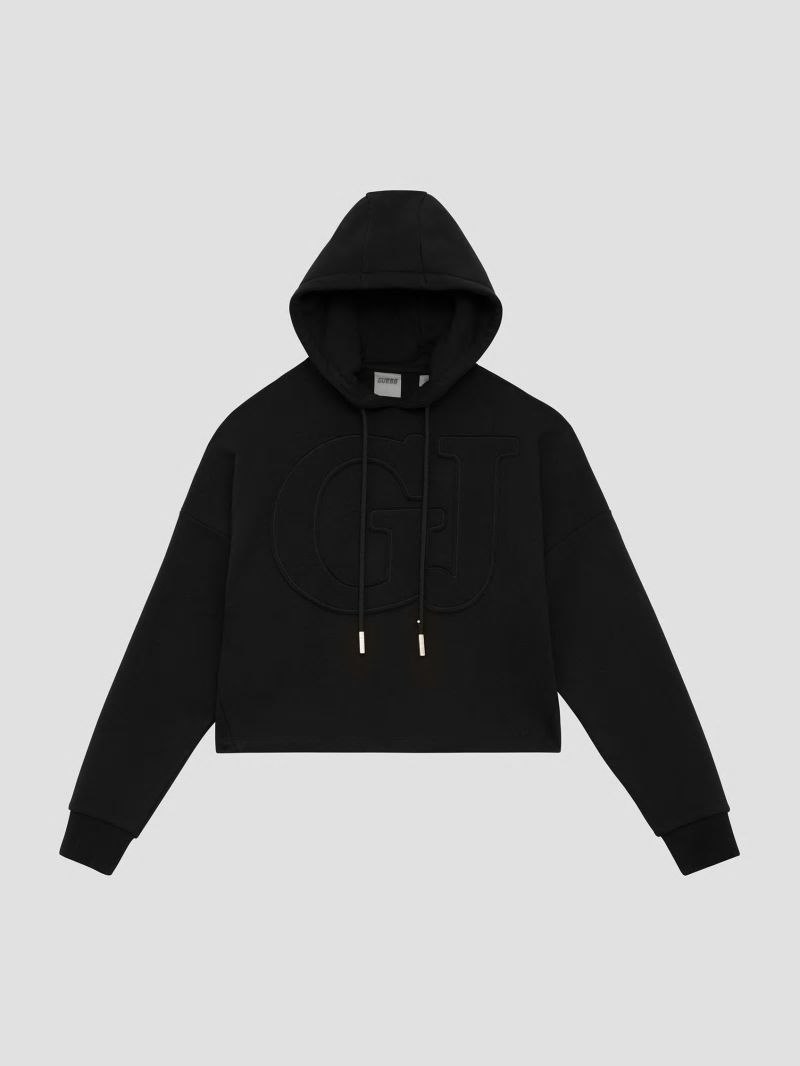 Guess Eco GJ Cropped Fleece Hoodie - Black