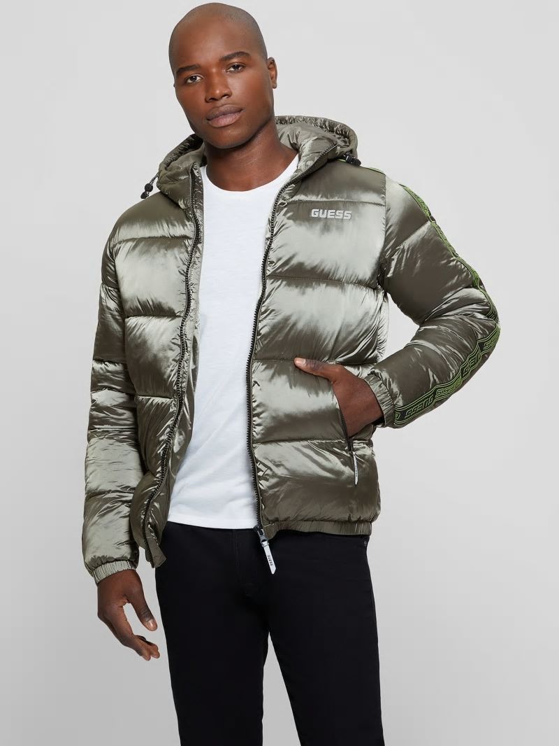 Guess Byrnie Padded Nylon Jacket - Mossy Green