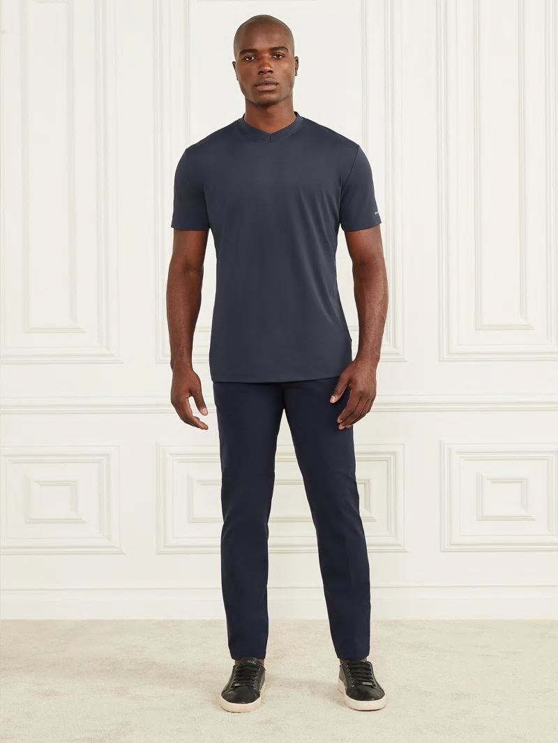 Guess Formal V-Neck Tee - Bleu éLéGant