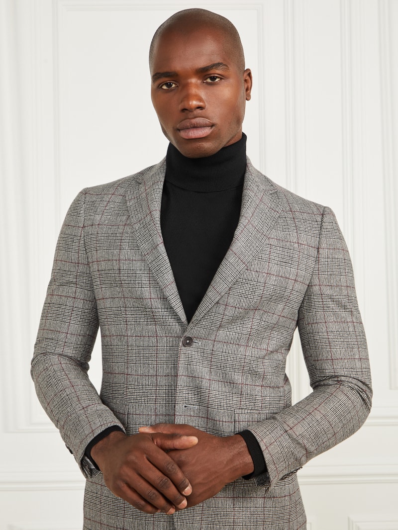 Guess Sean Notched Blazer - Black/White/Red Check