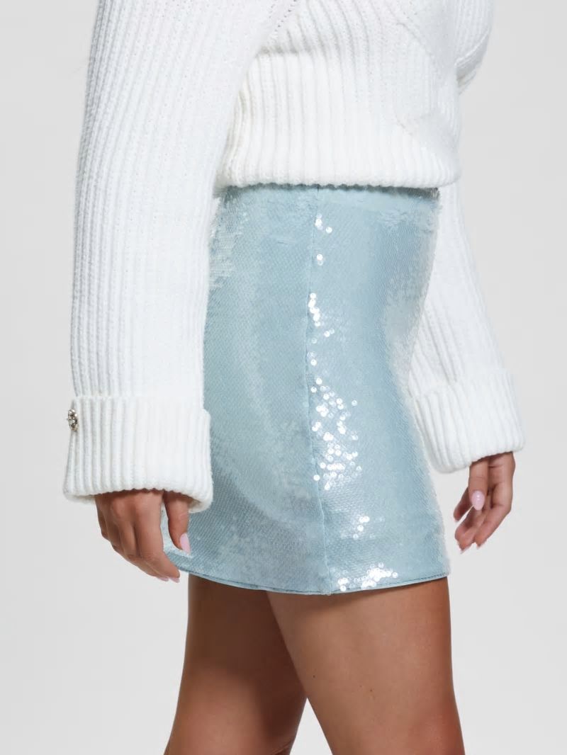 Guess Pelari Sequin Mini Skirt - Silk Gray Multi