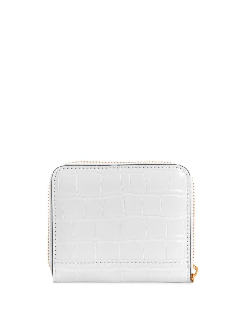 Guess Laurel Small Zip-Around Wallet - White Multi