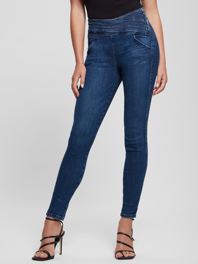 Guess Eco Sculy Pleated Waist Skinny Jeans - Blue Planet