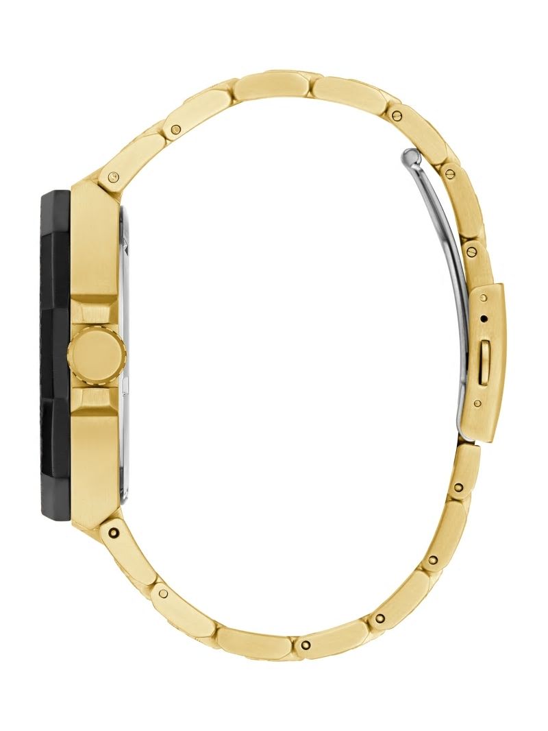 Guess Gold-Tone and Black Textured Multifunction Watch - Gold