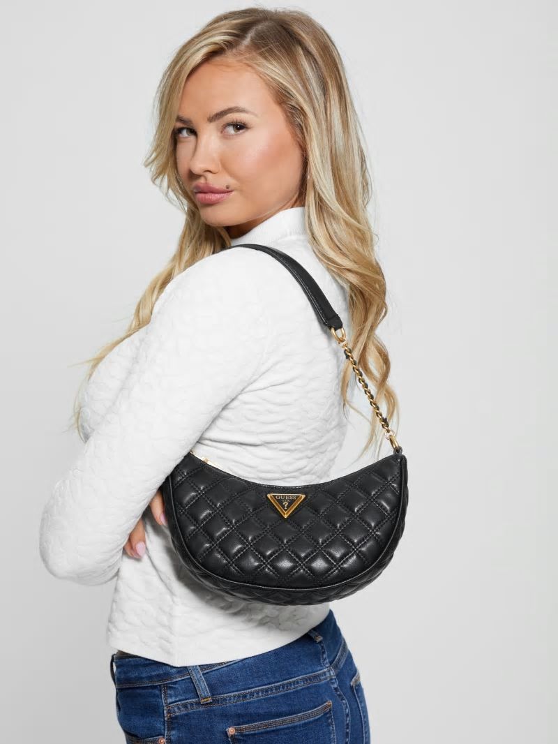 Guess Giully Quilted Top-Zip Shoulder Bag - Black