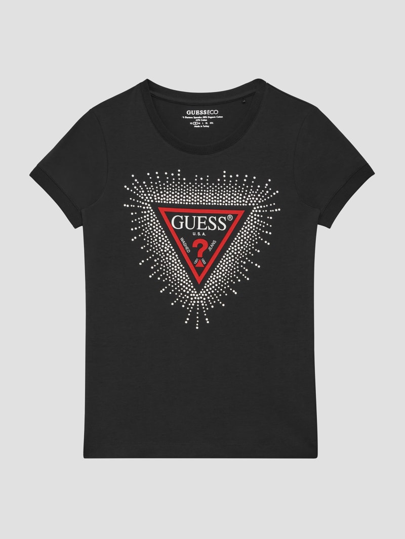 Guess Eco Signature Rhinestone Tee - Black