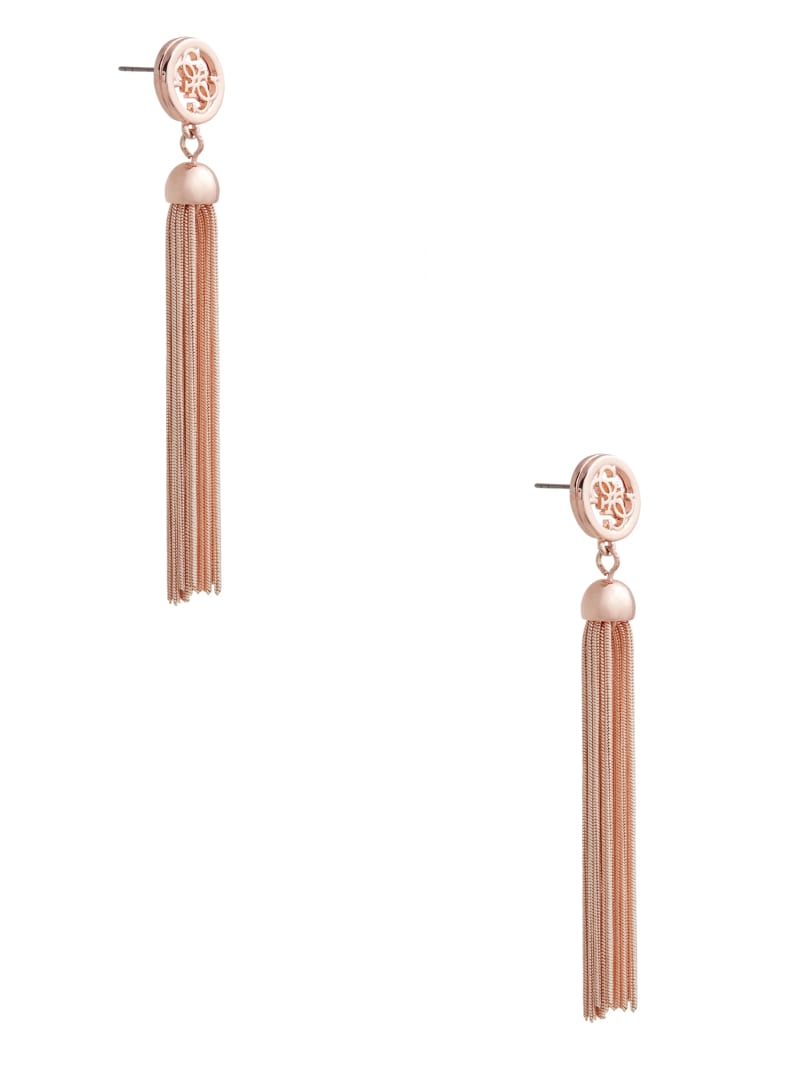 Guess Rose Gold-Tone Quattro G Tassel Earrings - Rose Gold