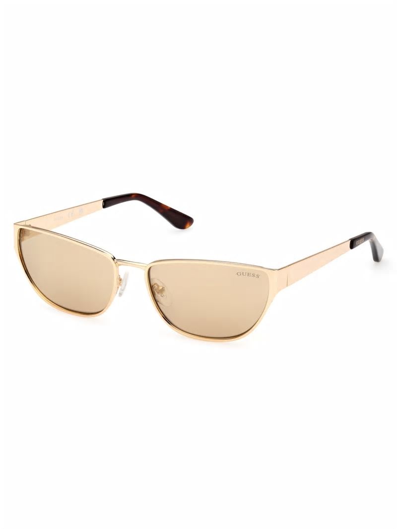 Guess Gia Metal Cat-Eye Sunglasses - Gold W/Tort Arm