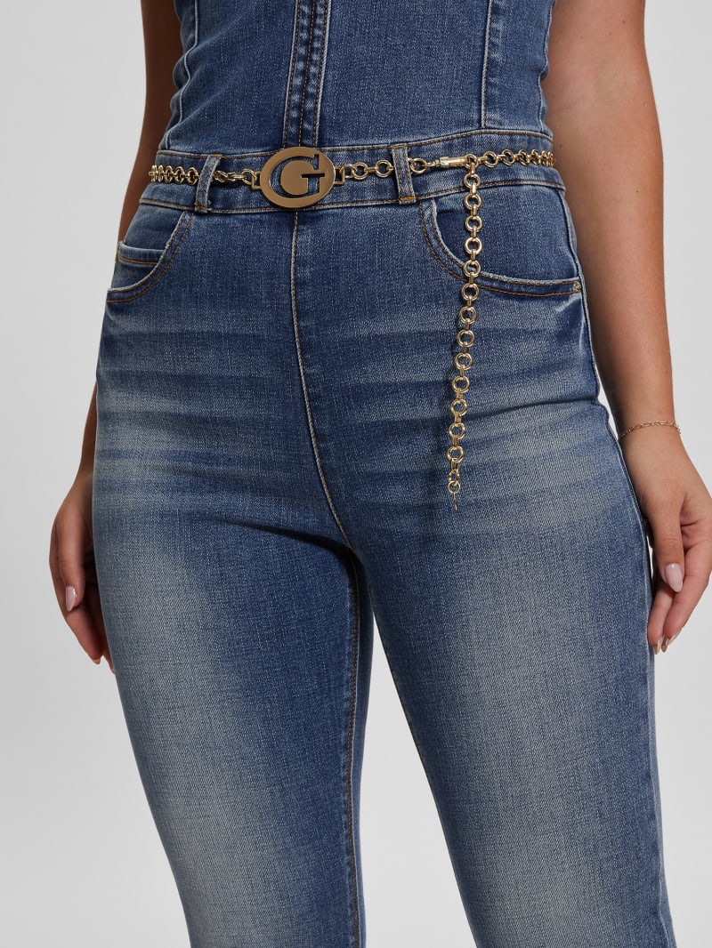 Guess Chain G-Belt Denim Jumpsuit - Lunar Blue Wash