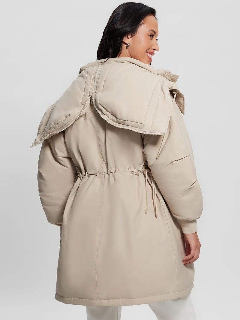 Guess Rolanda Hooded Puffer Jacket - Pearl Oyster