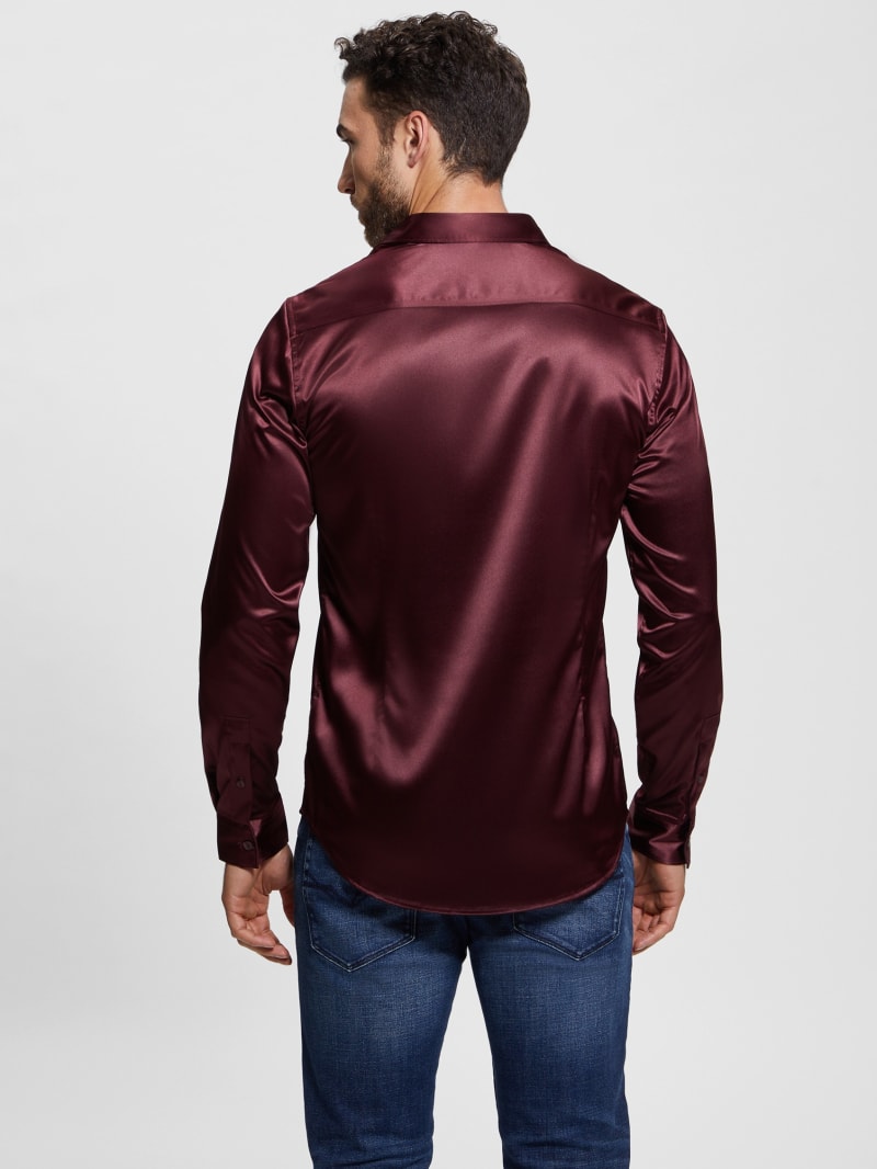 Guess Long-Sleeve Regal Shirt - Red Noir