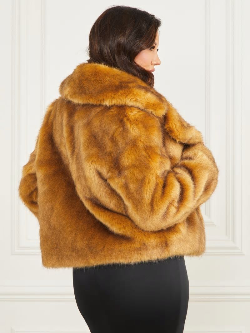 Guess New Gwenda Faux-Fur Jacket - Camel