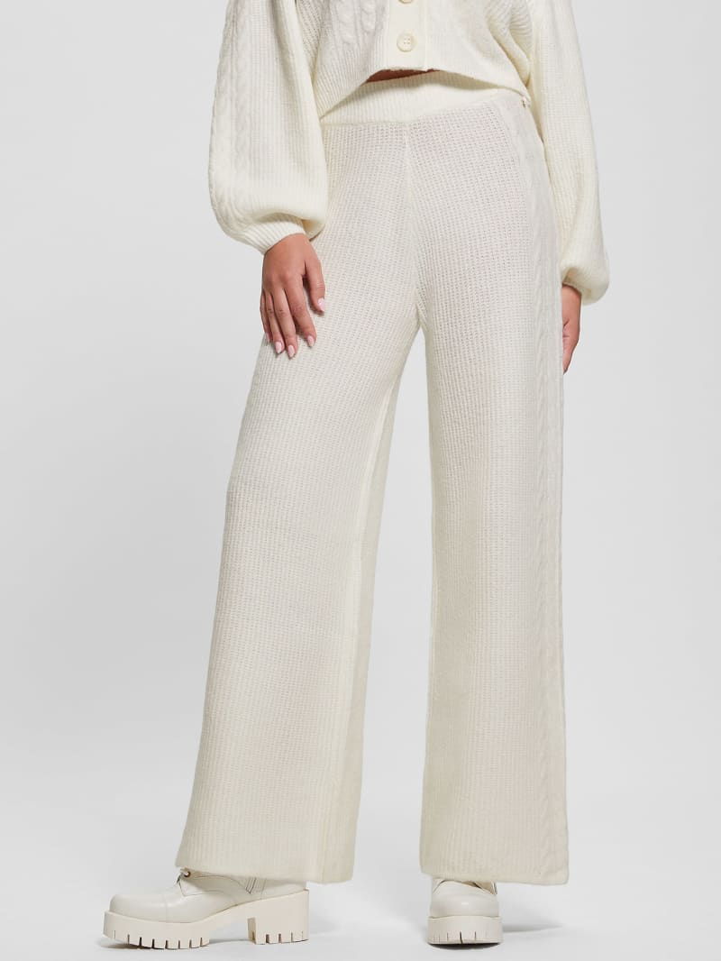 Guess Rylie Cable Wide-Leg Pants - Dove White