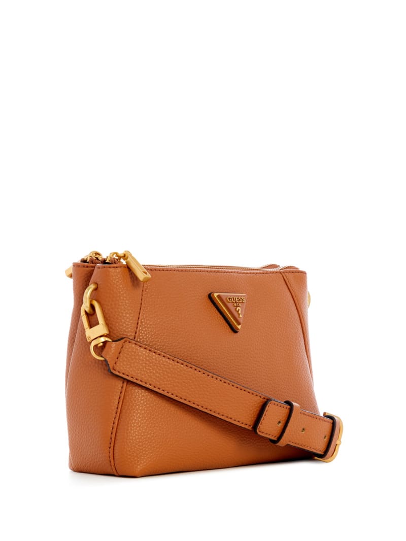 Guess Laryn Pebbled Dual-Zip Crossbody - Cognac