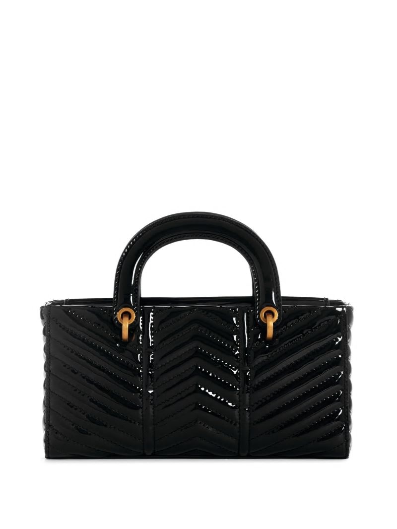 Guess Lovide Patent Mini Satchel - Black Floral Print