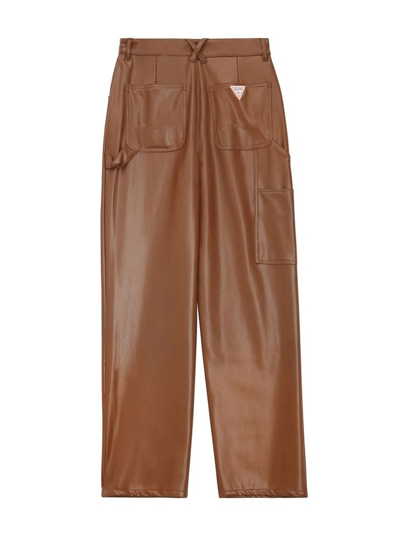 Guess GUESS Originals Faux-Leather Carpenter Pants - Brown Sand Multi