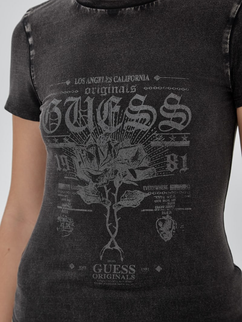 Guess GUESS Originals Rose Regular Tee - Jet Black Multi