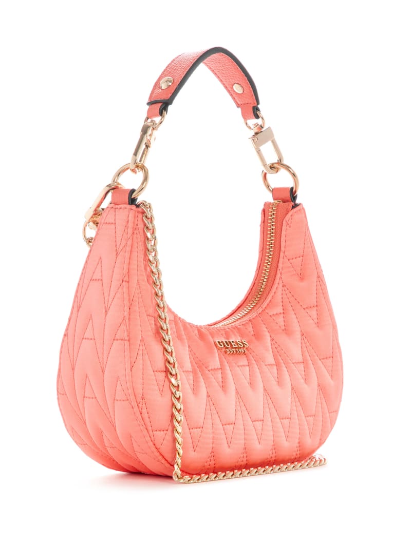 Guess Golden Rock Mini Crescent Hobo Bag - Coral