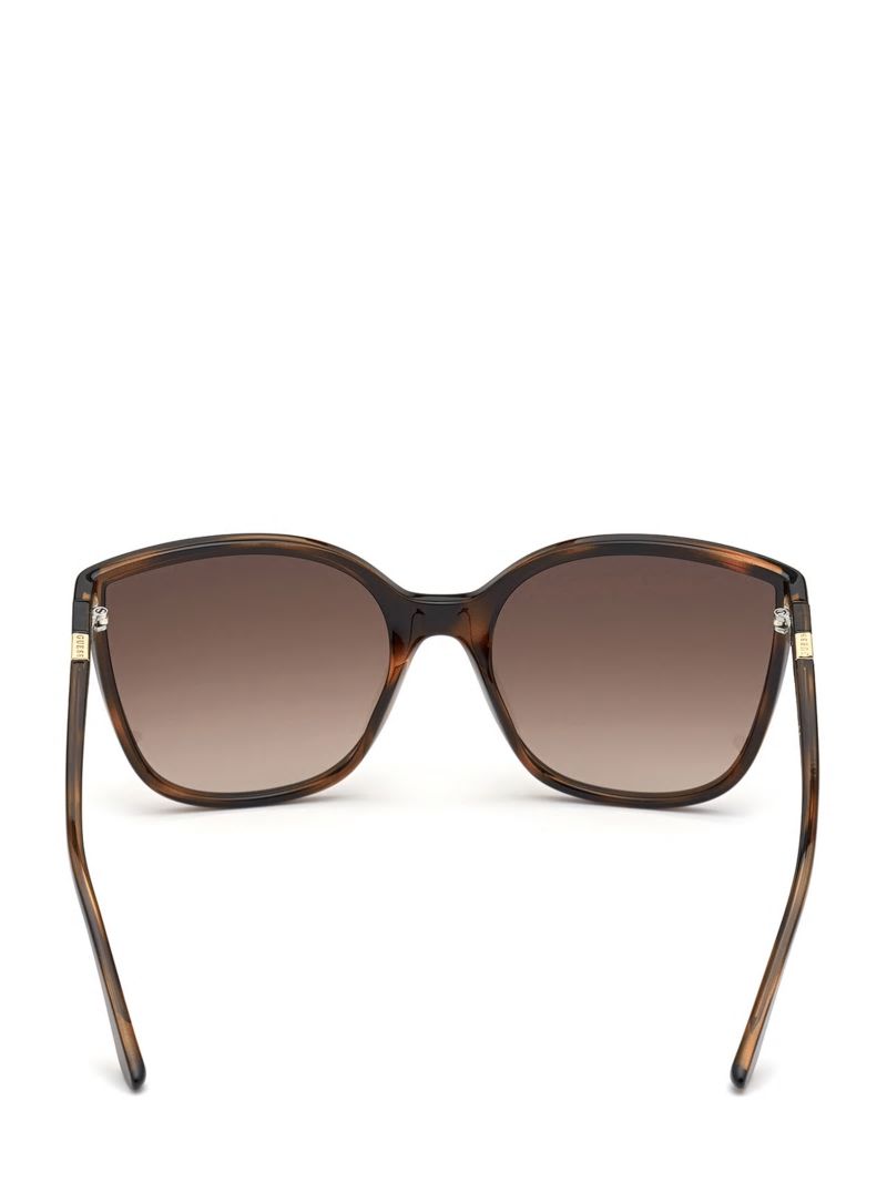 Guess Oversized Cat-Eye Sunglasses - Dark Havana/Gradient Brn