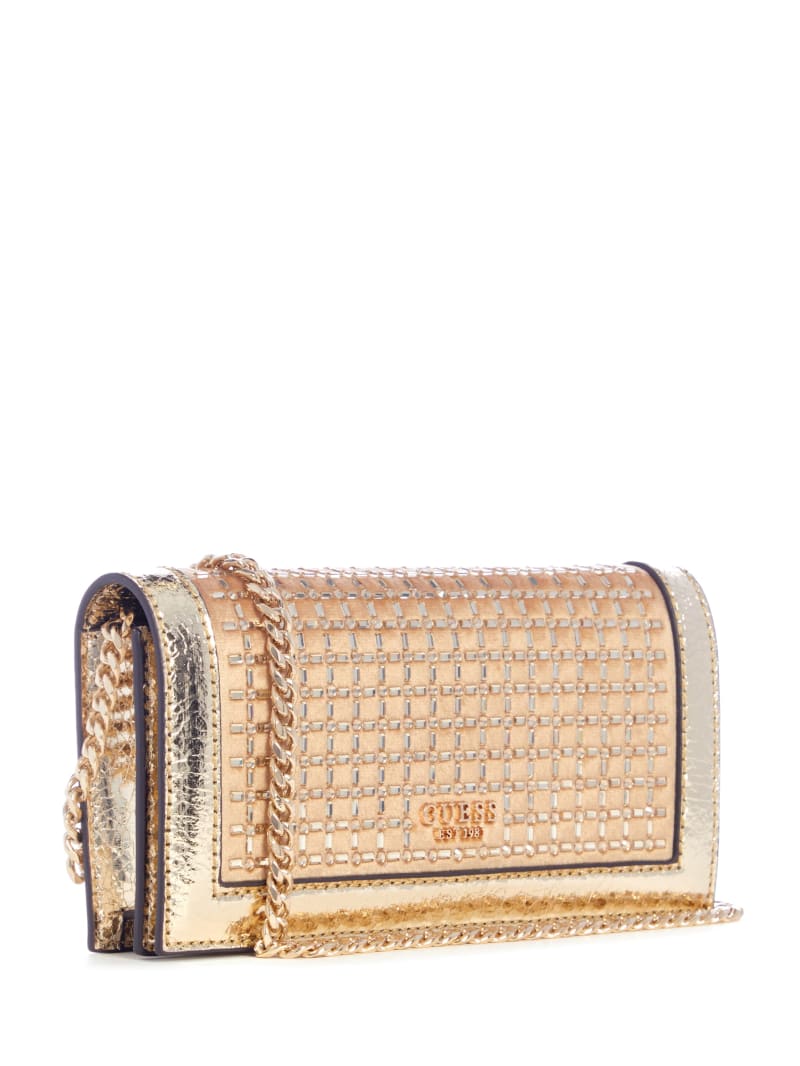 Guess Gilded Glamour Mini Crossbody Clutch - Gold