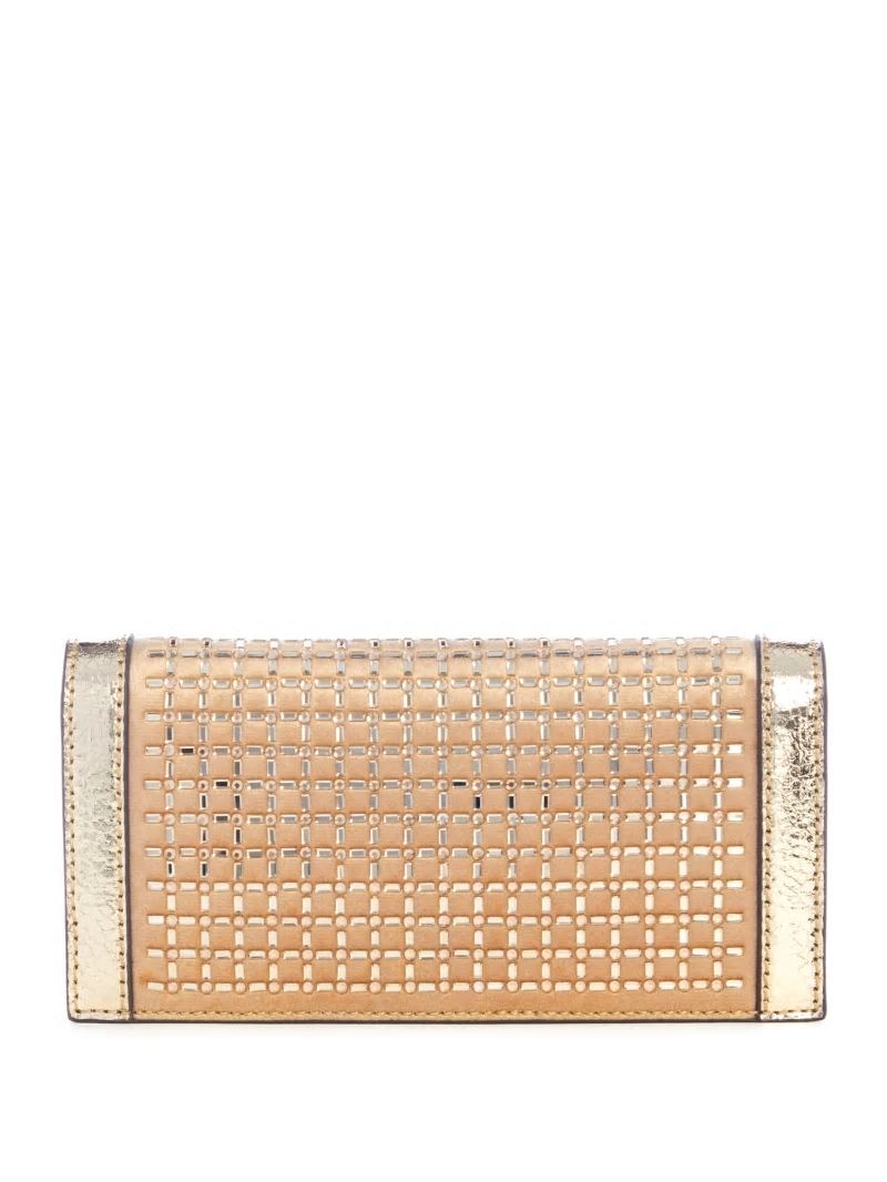 Guess Gilded Glamour Mini Crossbody Clutch - Gold