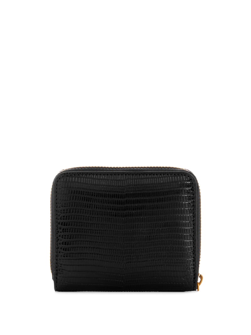 Guess Ginevra Small Zip-Around Wallet - Black Floral Print