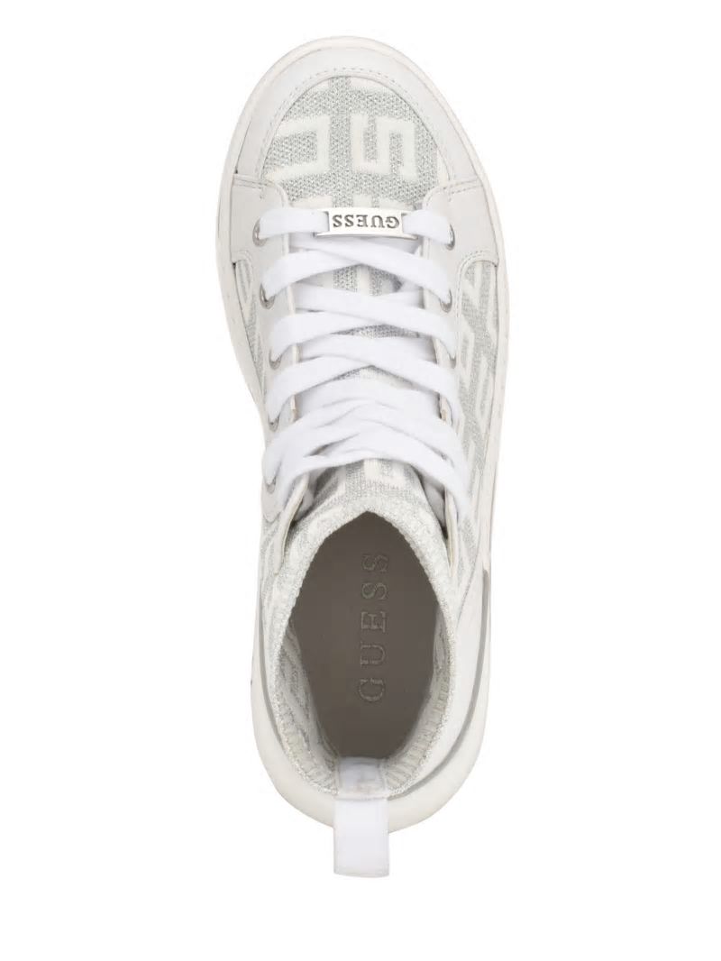 Guess Mannen Logo Knit High-Top Sneakers - Wht Floral