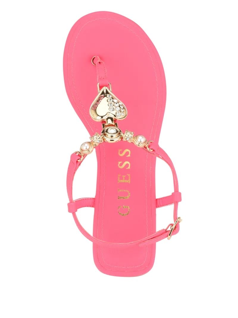 Guess Jiarella T-Strap Signature Sandal - Medium Pink