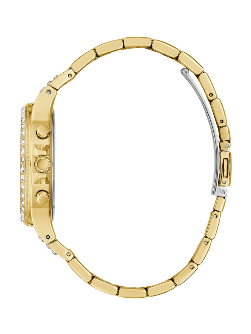 Guess Gold-Tone and Rhinestone Multifunction Watch - Gold