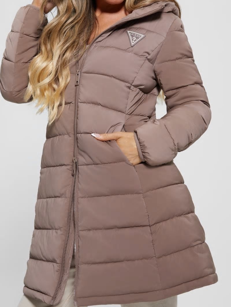 Guess Aleta Long Puffer Jacket - Soft Mink