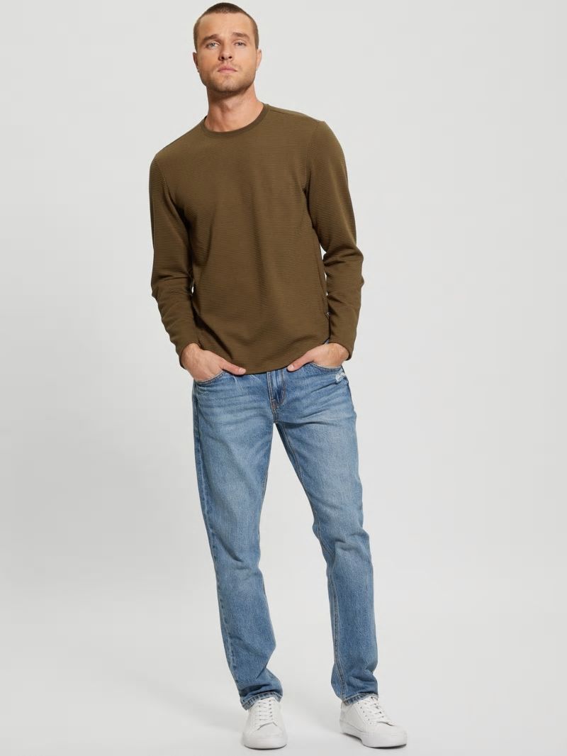 Guess Textured Long-sleeve Tee - Arsenal Green