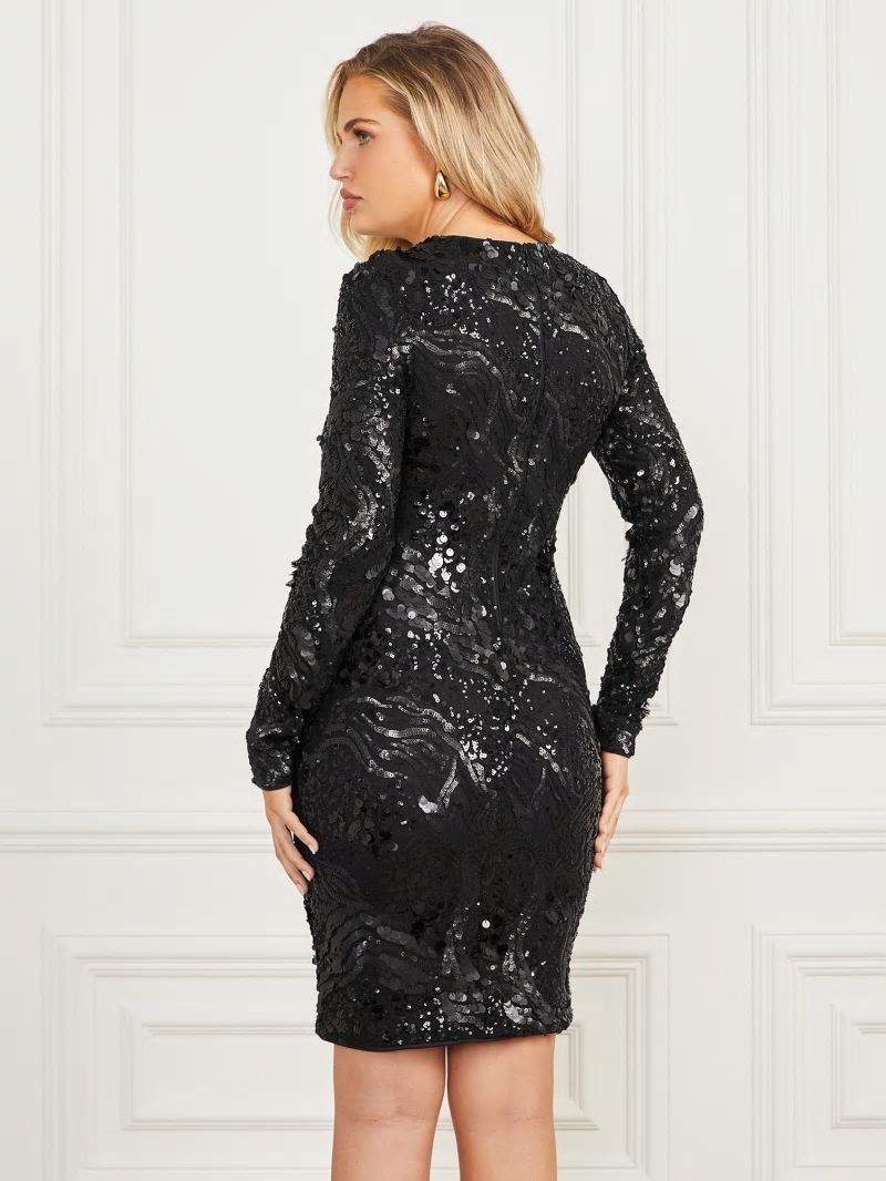 Guess Tera Sequin Dress - Jet Black Multi