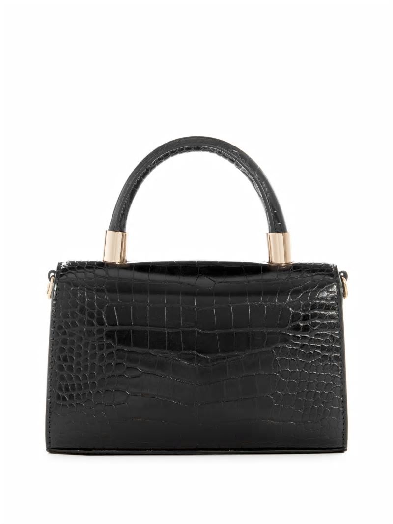 Guess Golden Rock Top-Handle Bag - Black Floral Print