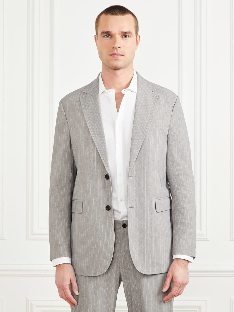 Guess Wiston Performing Blazer - Light Wool Grey Pinstripe