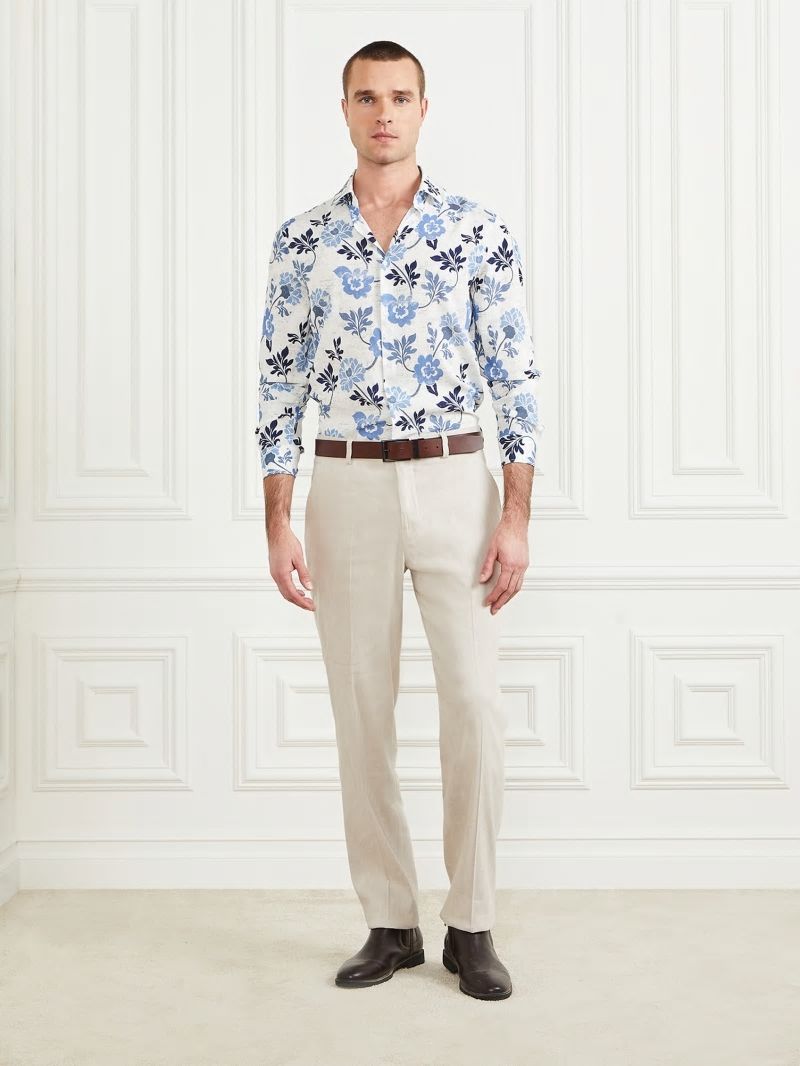 Guess Eco Benny Paul Shirt - Blue Macro Flower Print