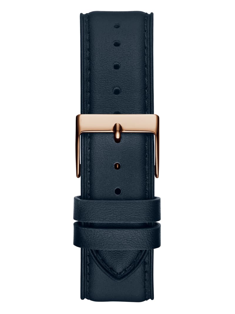 Guess Rose Gold-Tone and Navy Leather Multifunction Watch - Rainbow