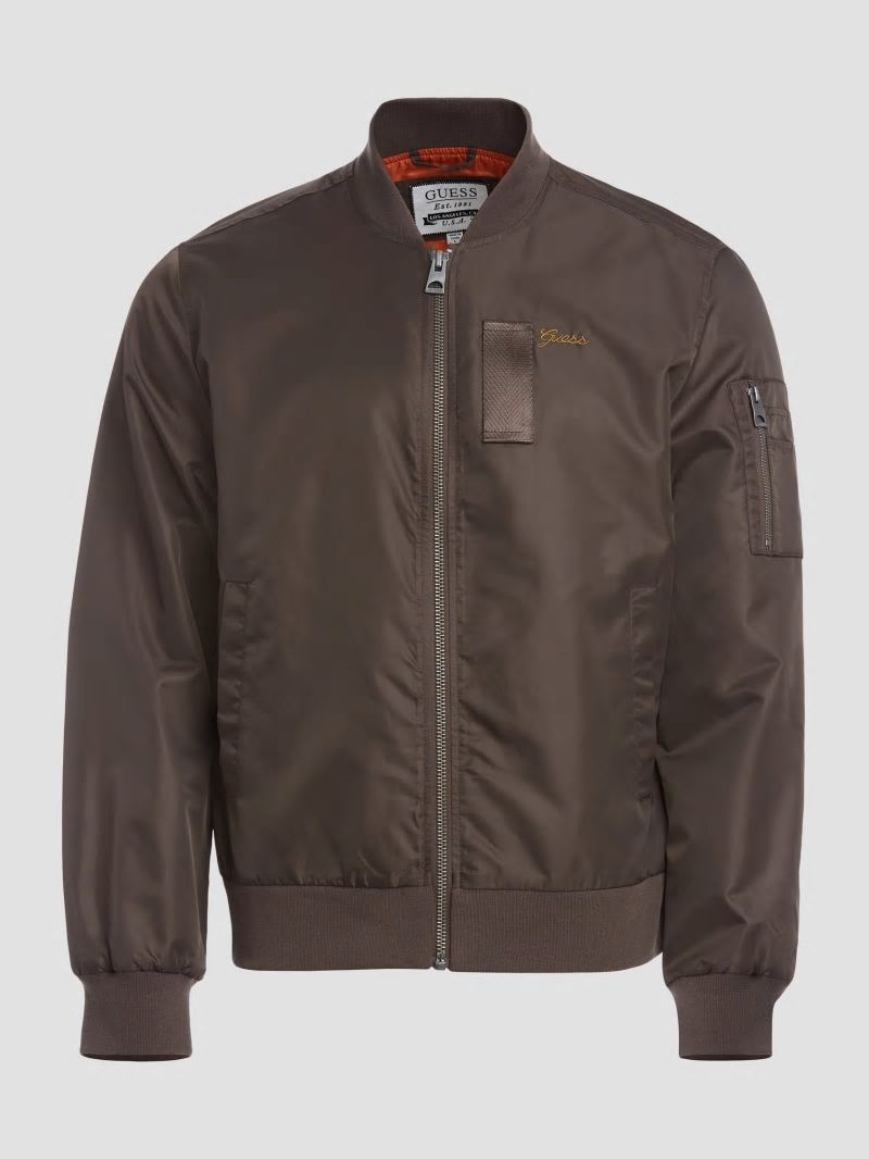 Guess Nylon Flight Jacket - Carob Chocolate