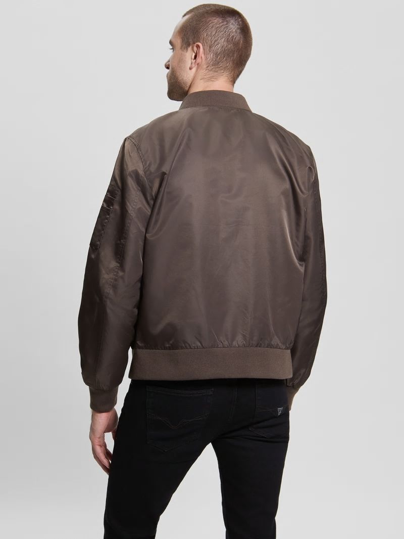 Guess Nylon Flight Jacket - Carob Chocolate