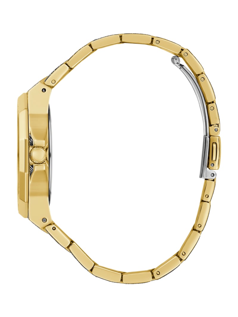 Guess G-Cube Print Gold-Tone Analog Watch - Gold