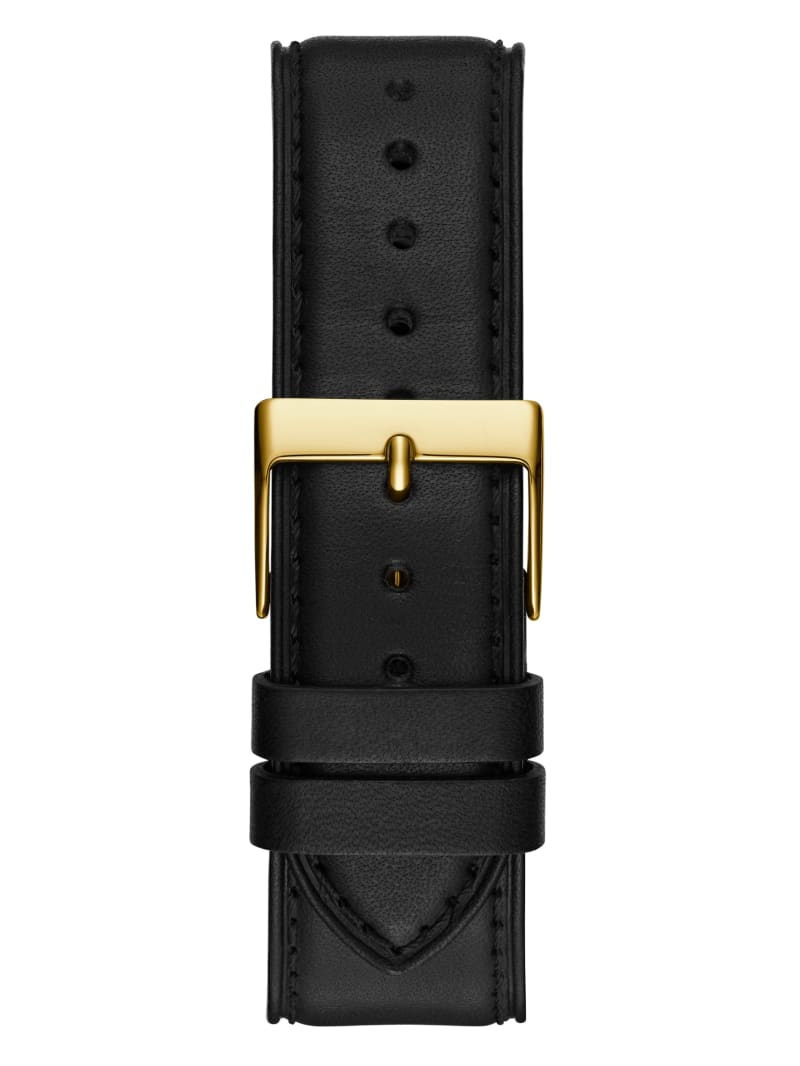 Guess Gold-Tone and Black Leather Multifunction Watch - Black Snakeskin