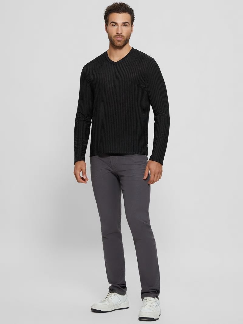 Guess Warehouse V-Neck Knit Tee - Black